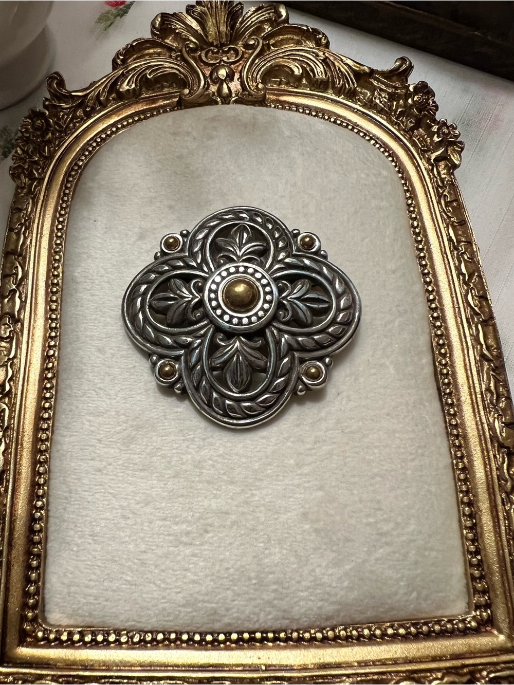 Brighton Silver and Gold Tone Open Work Brooch/Pin